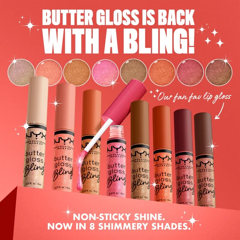 NYX Professional Makeup Butter Gloss Bling lesk na rty třpytivý odstín 03 Pricey 8 ml