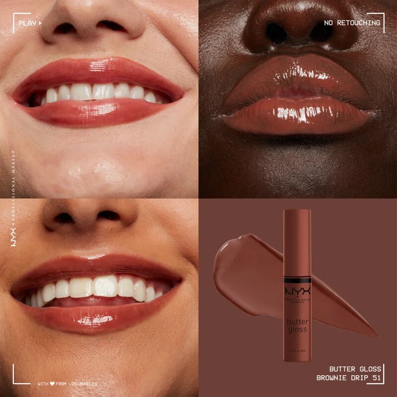 NYX Professional Makeup Butter Gloss lesk na rty odstín 51 Brownie Drip 8 ml