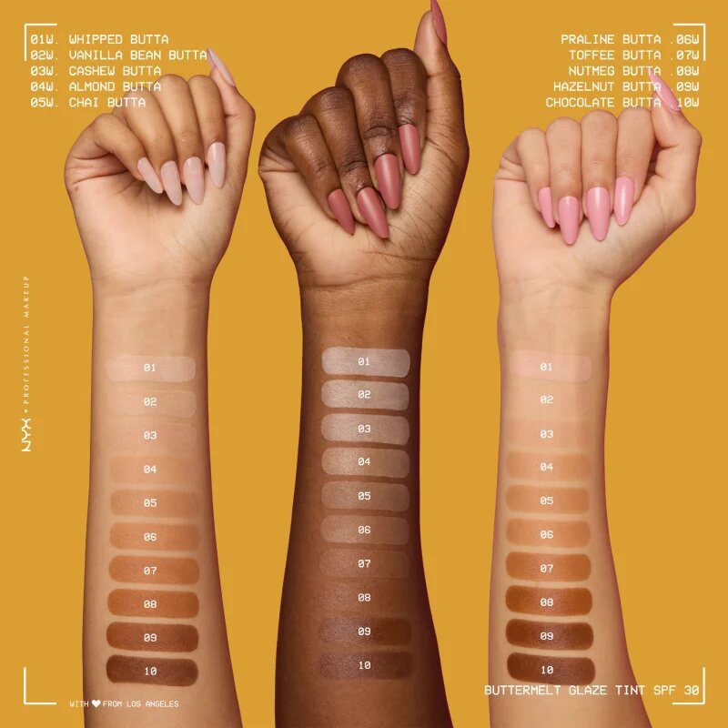 NYX Professional Makeup Buttermelt Glaze rozjasňující tónovací fluid SPF 30 odstín 04 Almond Butta 30 ml