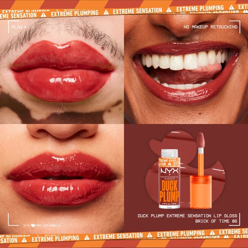 NYX Professional Makeup Duck Plump lesk na rty se zvětšujícím efektem odstín 06 Brick Of Time 7 ml
