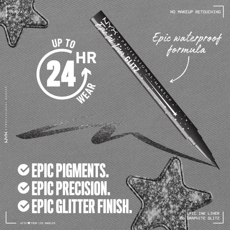 NYX Professional Makeup Epic Ink Glitz metalická tužka na oči odstín Graphite Glitz 1 ml