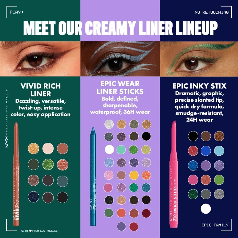 NYX Professional Makeup Epic Inky Stix gelové oční linky odstín 14 Electric Emerald 0.1 g