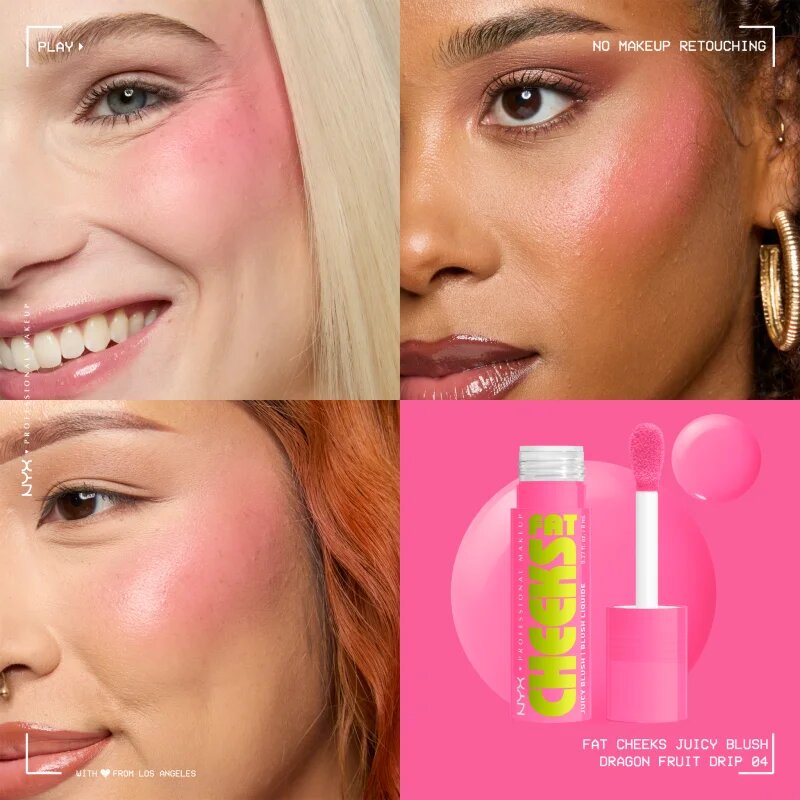 NYX Professional Makeup Fat Cheeks Juicy Blush tekutá tvářenka odstín 04 Dragon Fruit Drip 8 ml
