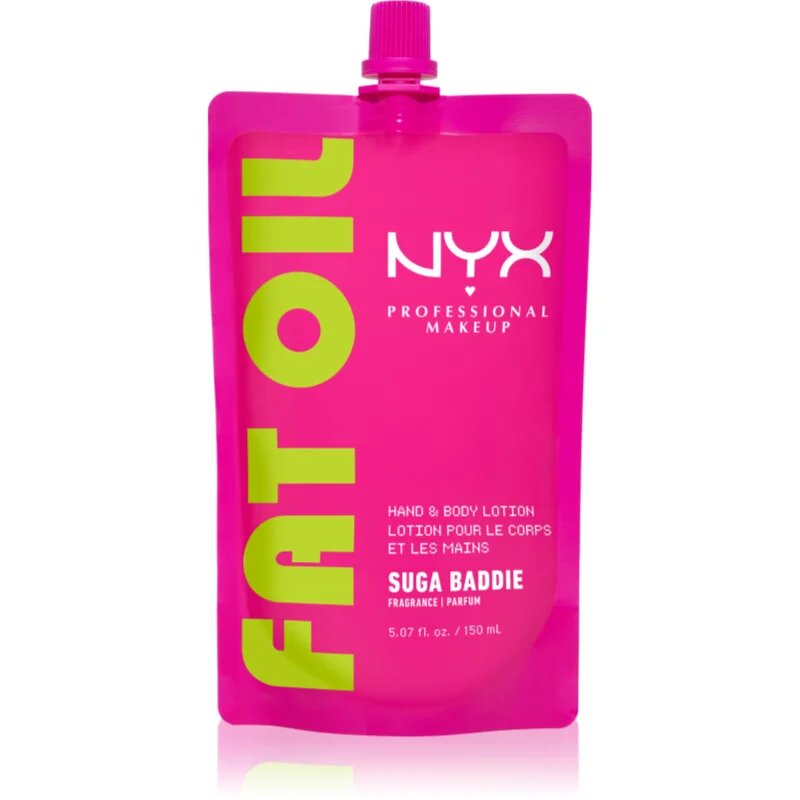NYX Professional Makeup Fat Oil Body hydratační mléko na ruce a tělo s vůní Suga Baddie 150 ml