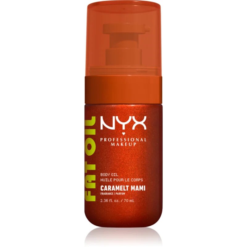 NYX Professional Makeup Fat Oil Body vyživující tělový olej dodávající hydrataci a lesk s vůní Caramelt Mami 70 ml