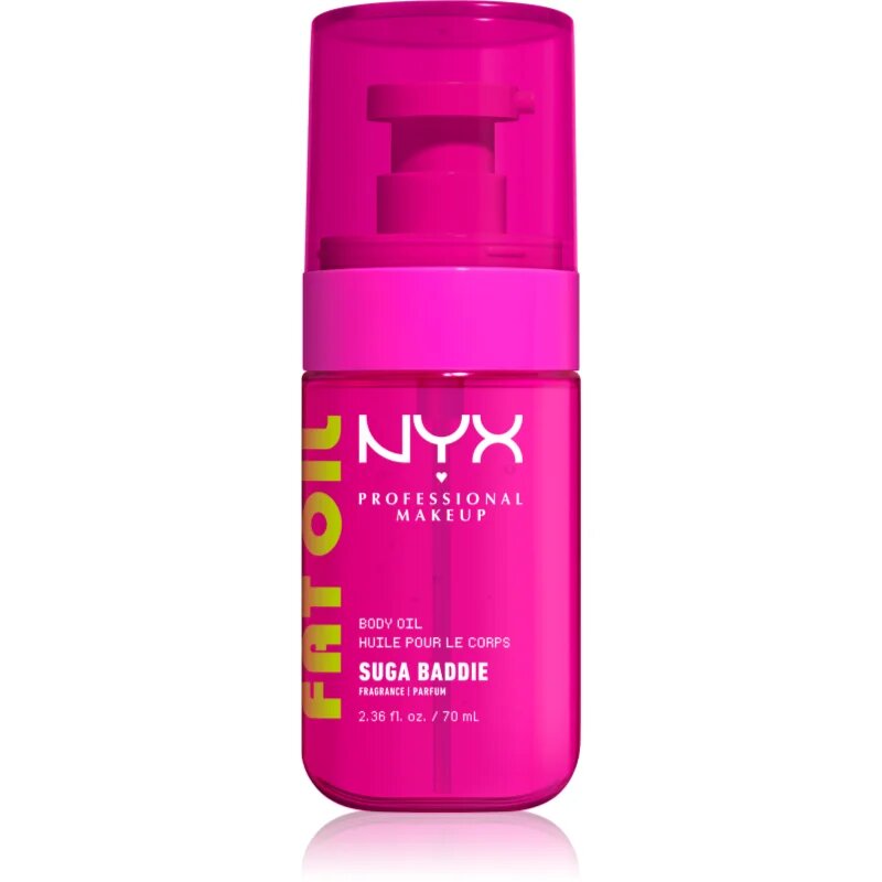 NYX Professional Makeup Fat Oil Body vyživující tělový olej dodávající hydrataci a lesk s vůní Suga Baddie 70 ml