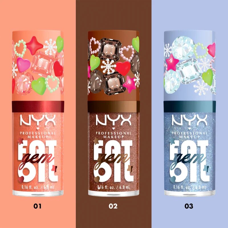 NYX Professional Makeup Fat Oil Gem Xmas olej na rty odstín Cacao Gem 4.8 ml