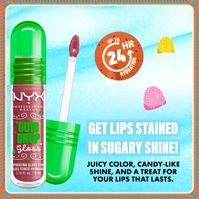 NYX Professional Makeup Gingerbaddie Land Gum Drop lesk na rty odstín 02 Bubblegum Burst 1 ks