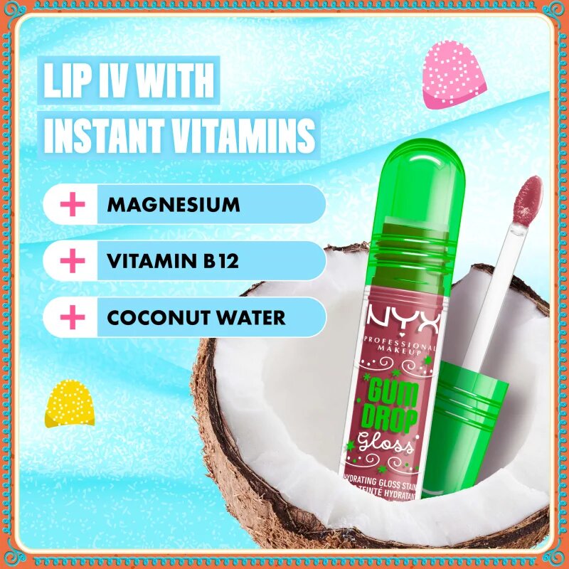 NYX Professional Makeup Gingerbaddie Land Gum Drop lesk na rty odstín 02 Bubblegum Burst 1 ks