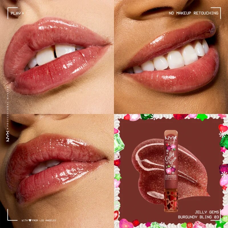 NYX Professional Makeup Jelly Gem Lipgloss XMAS lesk na rty odstín 03 Burgundy Bling 7.5 ml