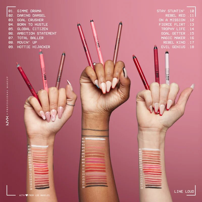NYX Professional Makeup Line Loud Vegan konturovací tužka na rty s matným efektem odstín 13 - Fierce Flirt 12 g