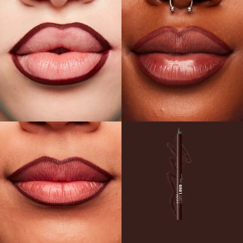 NYX Professional Makeup Line Loud Vegan konturovací tužka na rty s matným efektem odstín 35 - No Wine Ing 12 g