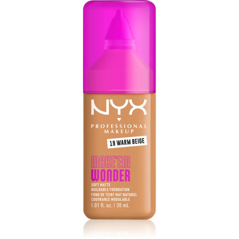 NYX Professional Makeup Make ‘Em Wonder lehký matující make-up odstín 19 Warm Beige 30 ml