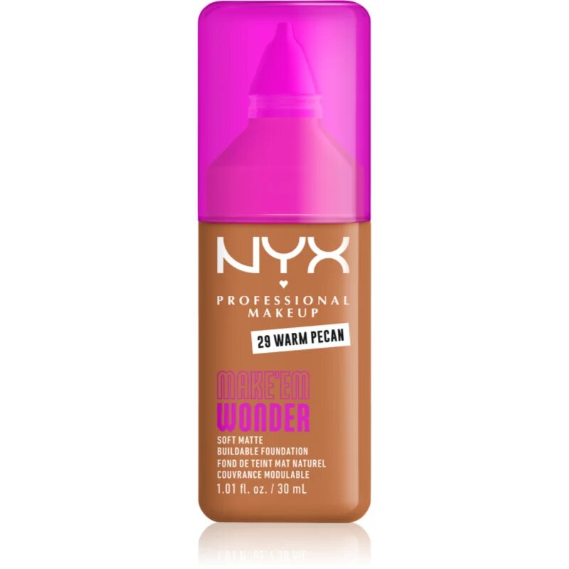 NYX Professional Makeup Make ‘Em Wonder lehký matující make-up odstín 29 Warm Pecan 30 ml