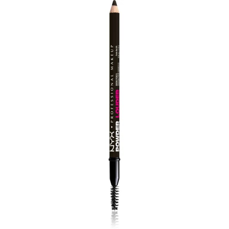 NYX Professional Makeup Powder Louder tužka na obočí s kartáčkem odstín Black 1 ks