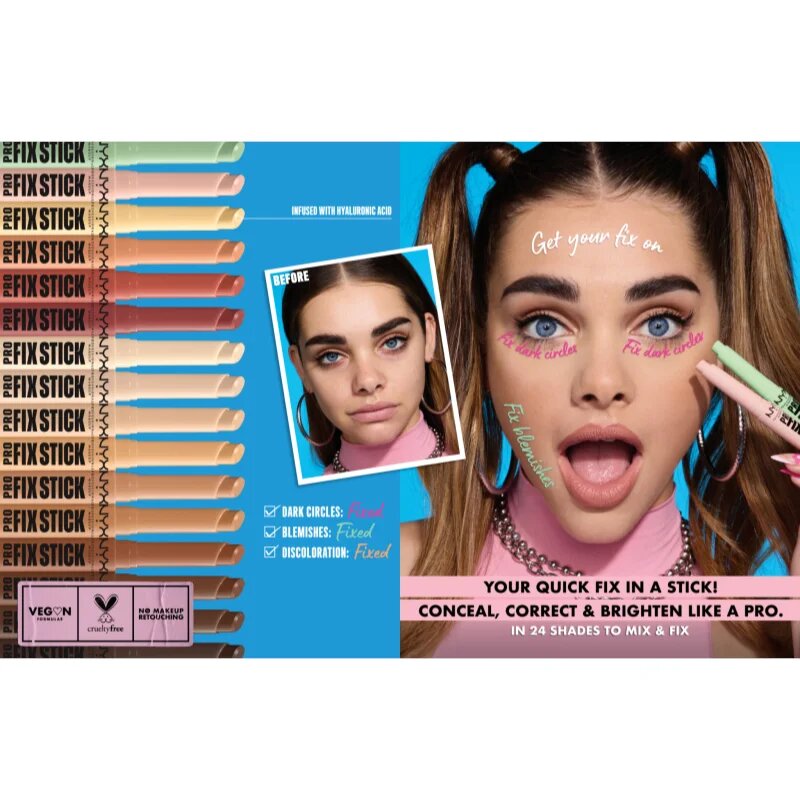 NYX Professional Makeup Pro Fix Stick korektor pro sjednocení barevného tónu pleti odstín 0.3 Yellow 16 g