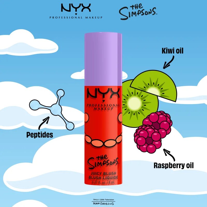 NYX Professional Makeup The Simpsons Fat Cheeks tekutá tvářenka odstín Snarky Scarlet 8 ml