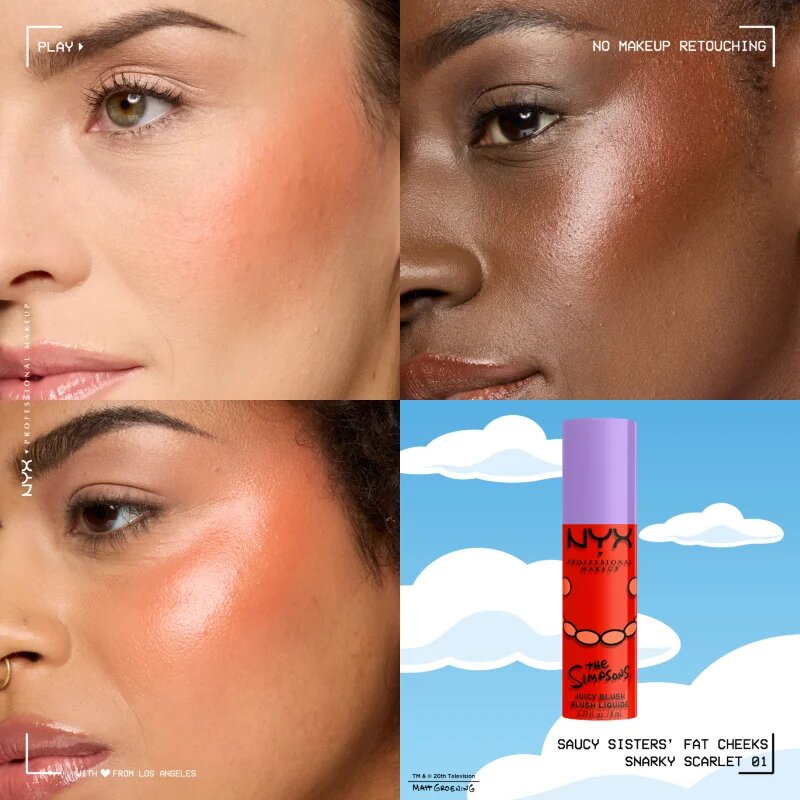NYX Professional Makeup The Simpsons Fat Cheeks tekutá tvářenka odstín Snarky Scarlet 8 ml