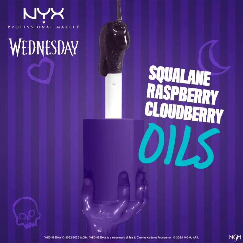 NYX Professional Makeup Wednesday Mystery Lip Oil olej na rty odstín 01 Nightshade 4.8 ml
