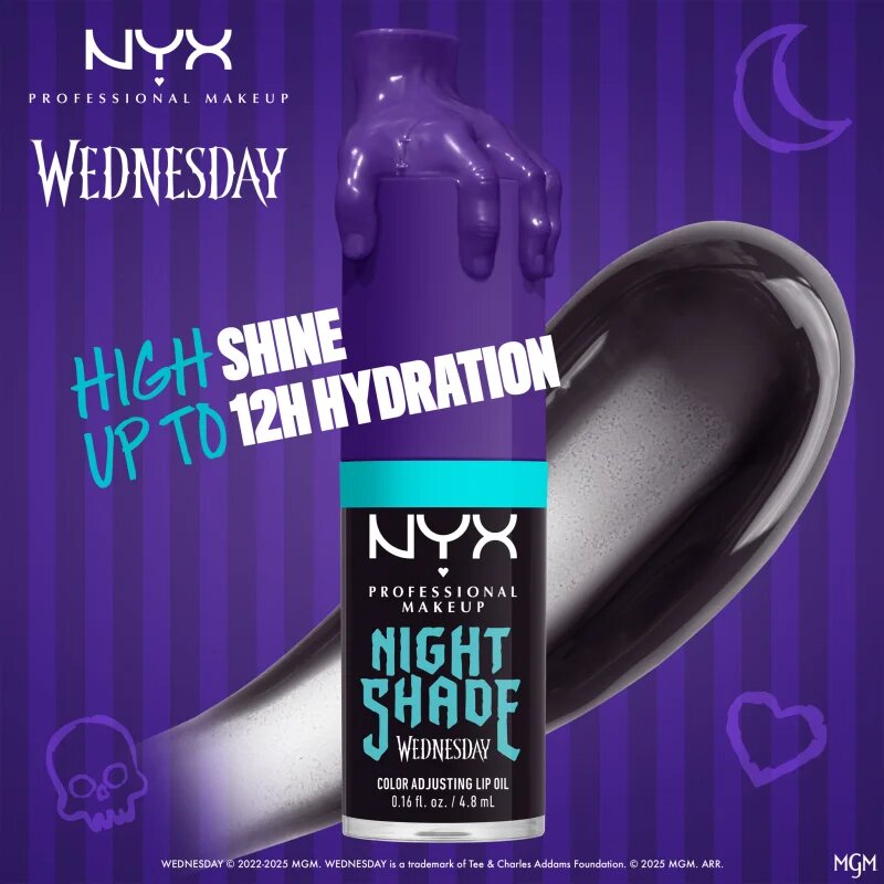NYX Professional Makeup Wednesday Mystery Lip Oil olej na rty odstín 01 Nightshade 4.8 ml