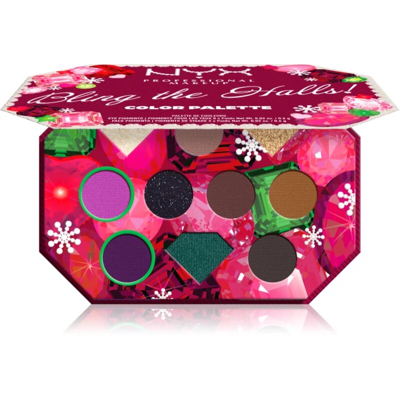 NYX Professional Makeup Xmas Bling The Halls paleta očních stínů 10 barev 10x0.6 g