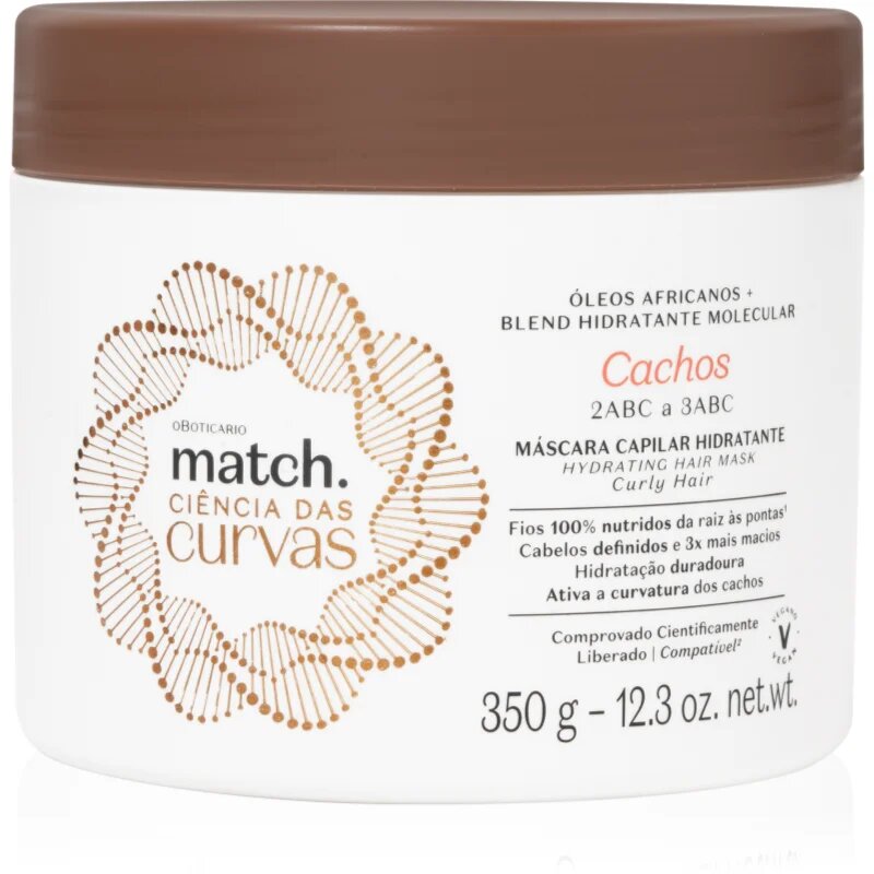oBoticário Match. Science of Curves hydratační maska pro vlnité a kudrnaté vlasy 350 ml