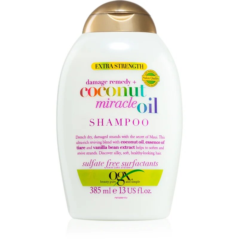 OGX Coconut Miracle Oil posilující šampon pro poškozené vlasy s kokosovým olejem 385 ml