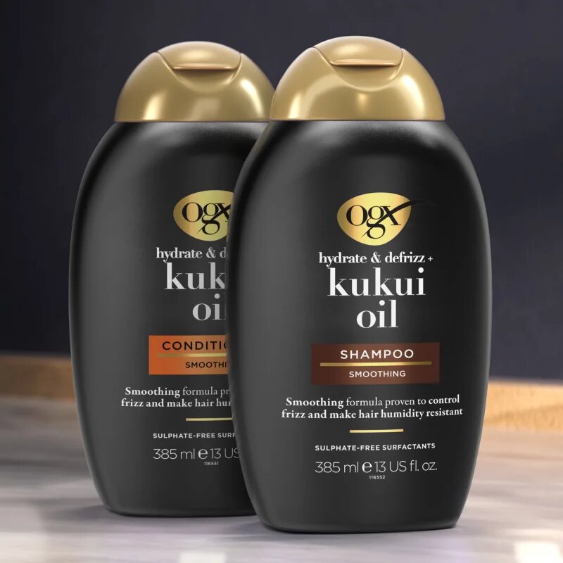OGX Kukuí Oil hydratační šampon proti krepatění 385 ml
