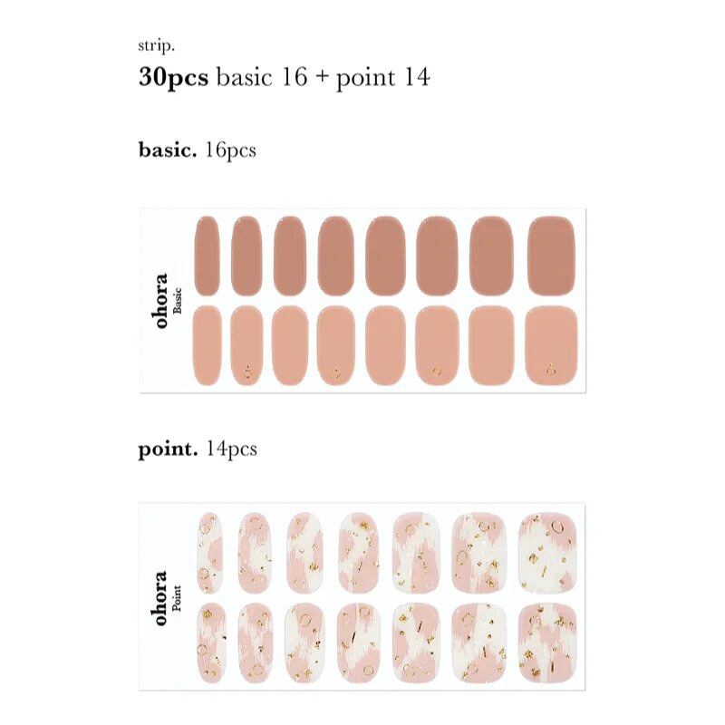 OHORA Gel Nail Sticker N Almond Blossom nálepky na nehty odstín ND-066 30 ks