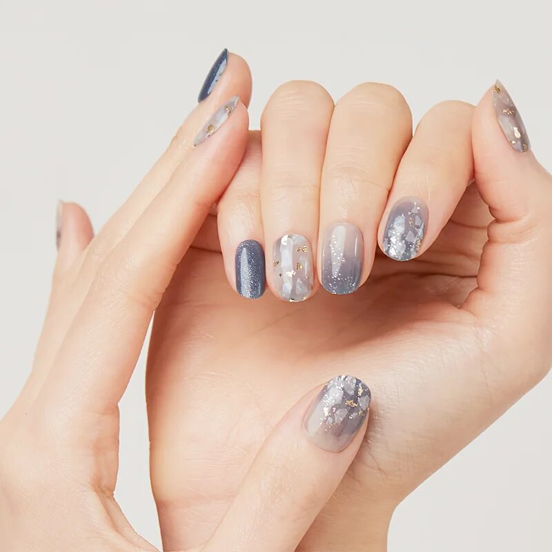 OHORA Semi Cured Gel Nail Strips N Gleam Blue nálepky na nehty odstín ND-079-J 1 ks