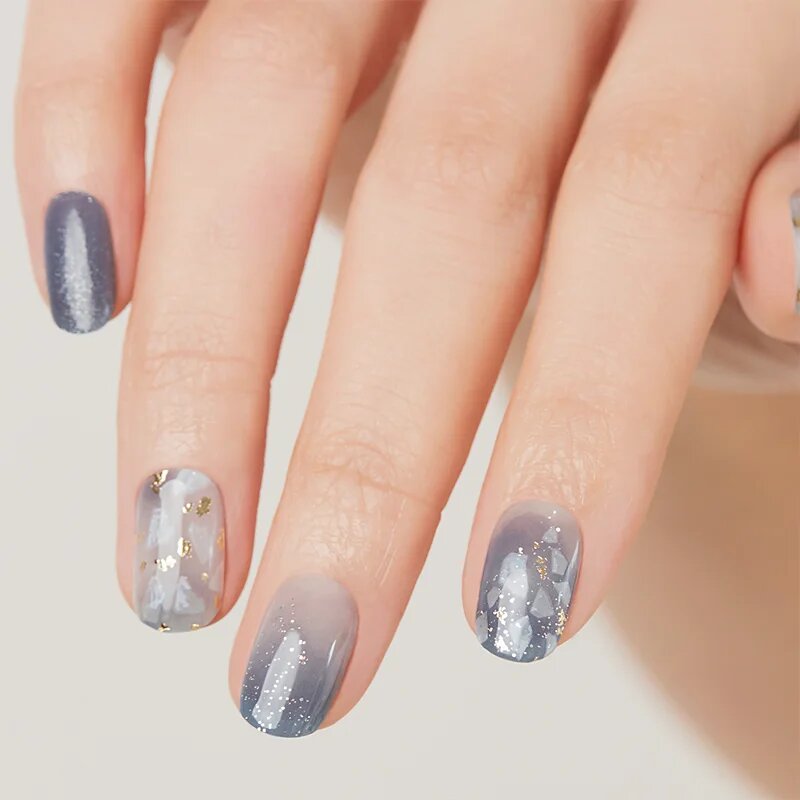OHORA Semi Cured Gel Nail Strips N Gleam Blue nálepky na nehty odstín ND-079-J 1 ks