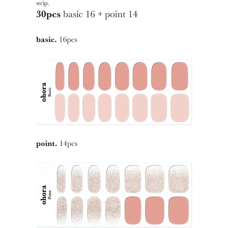 OHORA Semi Cured Gel Nail Strips N Lovesome nálepky na nehty odstín ND-364 1 ks