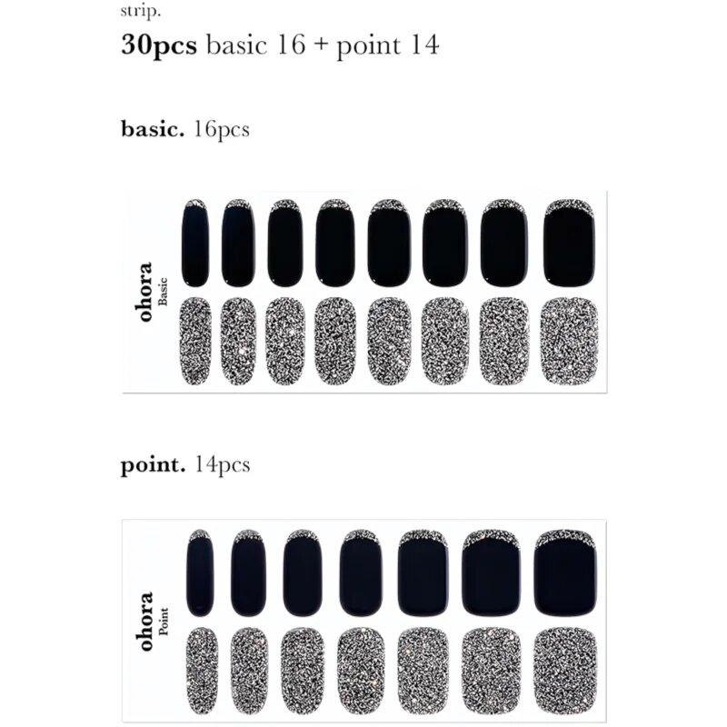 OHORA Semi Cured Gel Nail Strips N Party Night nálepky na nehty odstín ND-041-G 1 ks