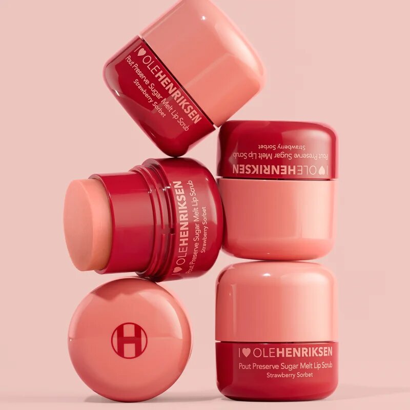 OLEHENRIKSEN Pout Preserve Sugar Melt Exfoliating Lip Scrub cukrový peeling na rty odstín Strawberry Sorbet 8 g