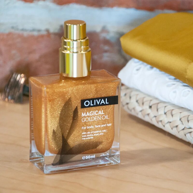 Olival Magical Gloden Oil multifunkční suchý olej se třpytkami na tvář tělo a vlasy 50 ml