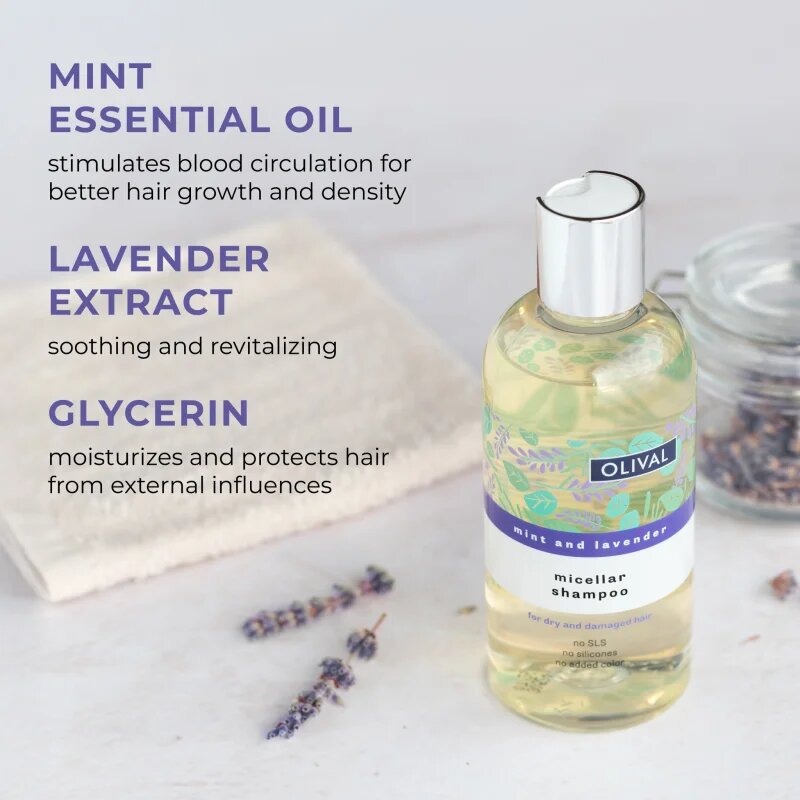 Olival Micellar Mint and Lavender micelární šampon pro suché a poškozené vlasy 250 ml