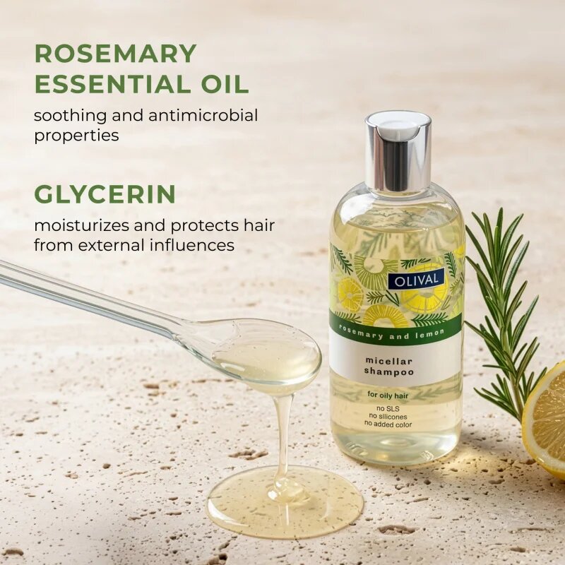 Olival Micellar Rosemary and Lemon micelární šampon pro mastné vlasy 250 ml