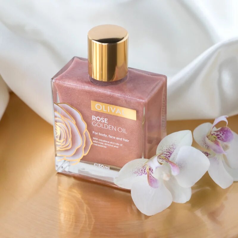 Olival Rose Gold olej se třpytkami na obličej tělo a vlasy 50 ml