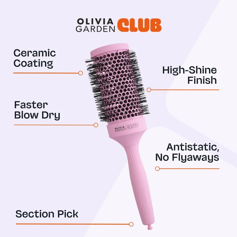 Olivia Garden Club The Glow Blowout Ceramic Round Brush Pink kulatý kartáč na vlasy 1 ks