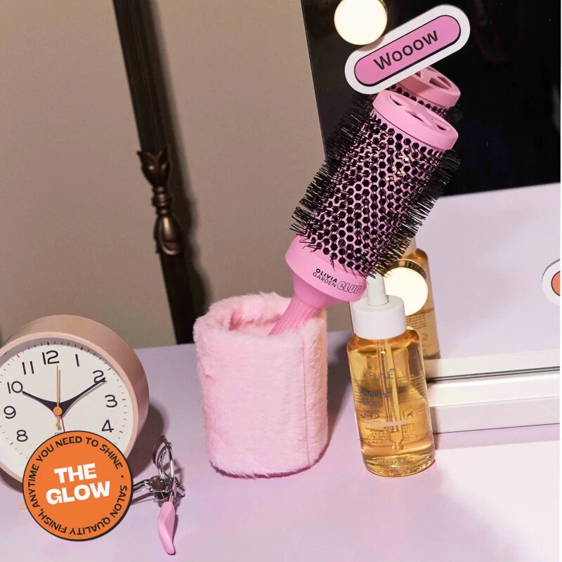 Olivia Garden Club The Glow Blowout Ceramic Round Brush Pink kulatý kartáč na vlasy L 1 ks