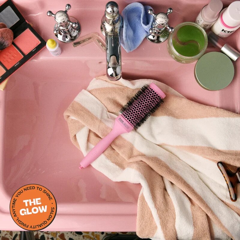 Olivia Garden Club The Glow Blowout Ceramic Round Brush Pink kulatý kartáč na vlasy M 1 ks