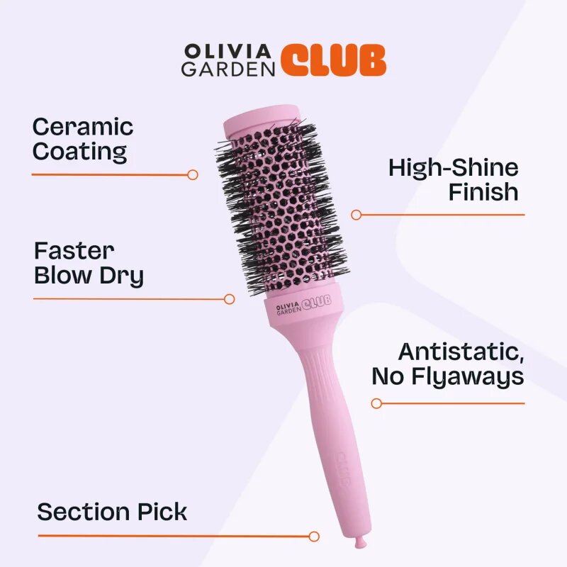 Olivia Garden Club The Glow Blowout Ceramic Round Brush Pink kulatý kartáč na vlasy M 1 ks