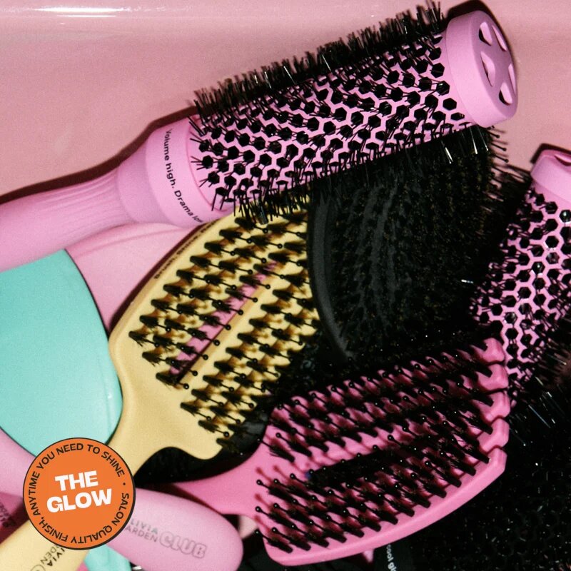 Olivia Garden Club The Glow Blowout Ceramic Round Brush Pink kulatý kartáč na vlasy S 1 ks