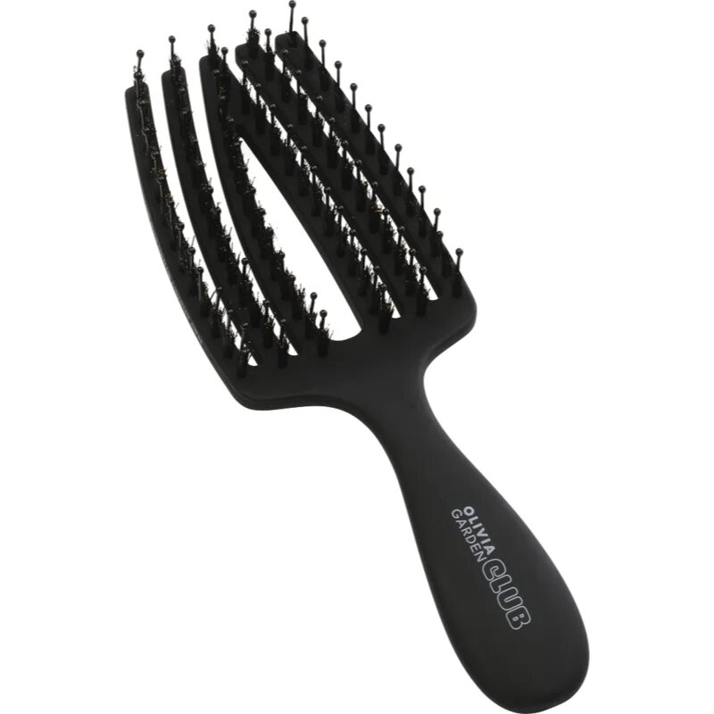 Olivia Garden Club The Nomad Detangling&Shine Fingerbrush​ plochý kartáč na vlasy Black 1 ks