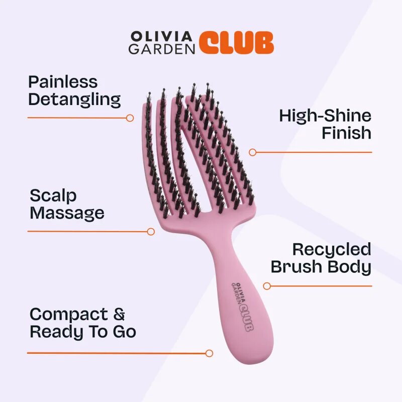 Olivia Garden Club The Nomad Detangling&Shine Fingerbrush​ plochý kartáč na vlasy Pink 1 ks