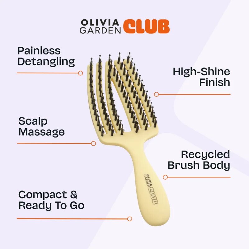 Olivia Garden Club The Nomad Detangling&Shine Fingerbrush​ plochý kartáč na vlasy Yellow 1 ks