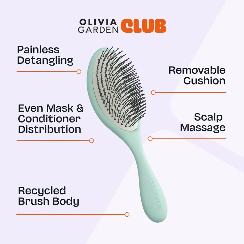 Olivia Garden Club The Reset Wet&Curly Detangling Hairbrush plochý kartáč s pouzdrem Mint 1 ks