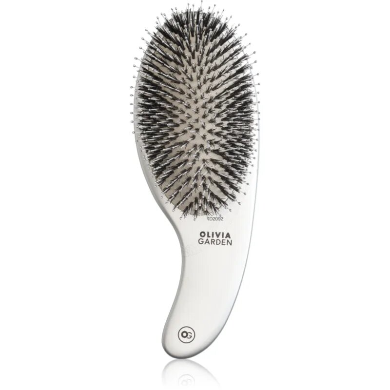 Olivia Garden Expert CURVE Nylon Silver kartáč na vlasy s kančími štětinami 1 ks