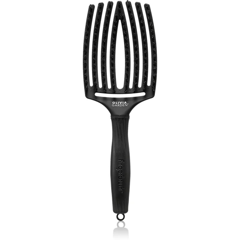 Olivia Garden Fingerbrush Boar & Nylon kartáč na vlasy s nylonovými a kančími štětinami Full Black L 1 ks
