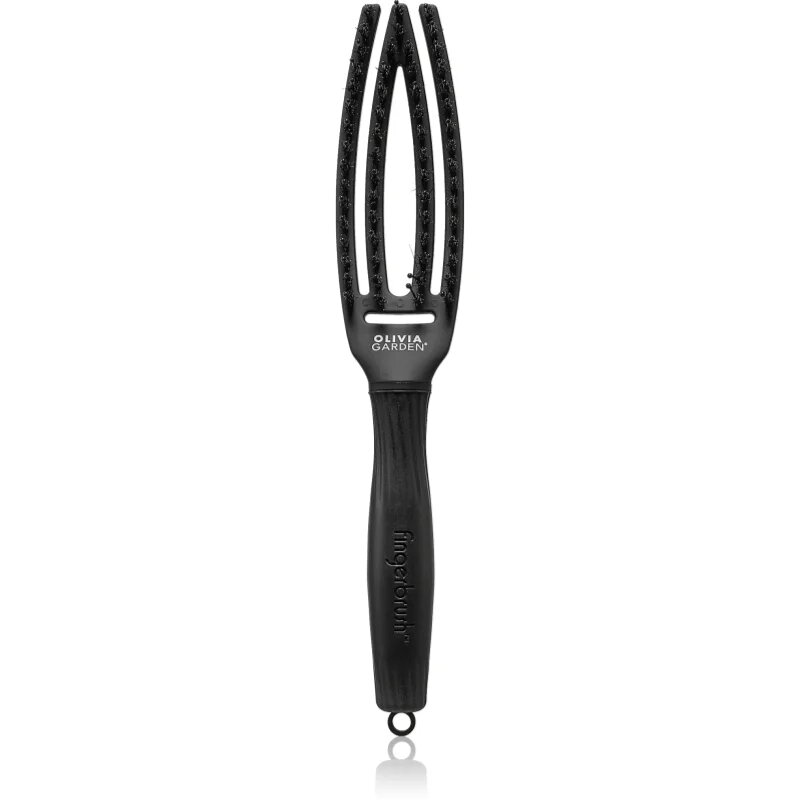 Olivia Garden Fingerbrush Boar & Nylon kartáč na vlasy s nylonovými a kančími štětinami Full Black S 1 ks